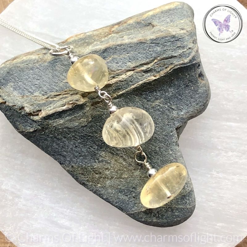 Citrine Chip Silver Pendant Necklace